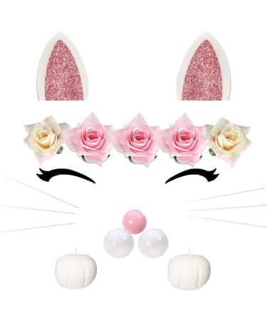 Cat Cake Topper with Ear Foot Flowers Eye Nose Whiskers for Kitty Cat Baby Shower Cat Ear Set - Buy Online on GoSupps.com