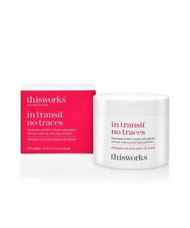 This Works In Transit No Traces: Rosewater & Mint Infused Facial Cleansing Pads Gently Removes Make-Up and Dirt 60 Pads