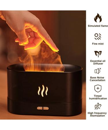 Dasiauto Aroma Diffuser with Flame Effect Light - Essential Oils & Humidifier for Home Office Yoga | Automatic Shutdown & Low Noise - Black - Buy Online on GoSupps.com