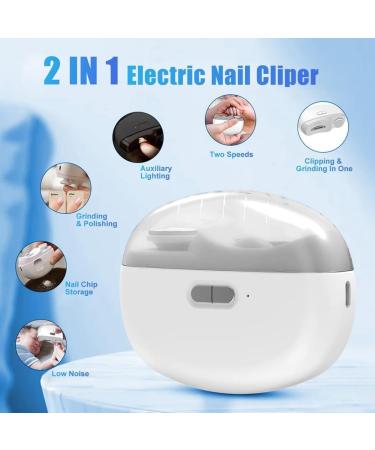 QUR Nail Clipper Electric Nail Clipper with Light & 2 Speeds Fingernail Cutter and Polisher Nail Scraps Storage Rechargeable - Buy Online on GoSupps.com