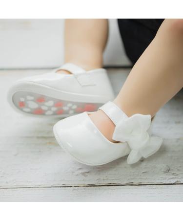 Sonsage Infant Baby Girls Bowknot Mary Jane Anti-Slip Princess Flats 12-18 Months - White - Buy Online on GoSupps.com