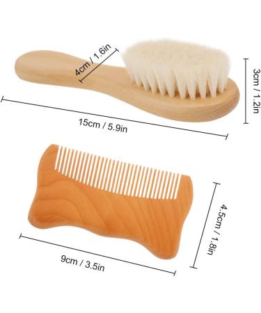 Walmeck 2pcs/Set Baby Hair Brush Comb Natural Wool Wooden Hairbrush Newborn Infant Comb Head Massager Baby Grooming Kit - Buy Online on GoSupps.com