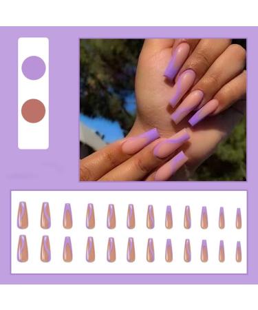 Press on Nails 3 Sets Purple French Fake Nail Pointed Long Artificail Nails Press-on Nails for Women Girls (Color : Purple) (Color : Purple) (Purple) - Buy Online on GoSupps.com