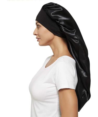 MUFEKUM 3Pcs Long Hair Bonnet Set - Wide Band Satin Night Sleep Cap for Black Hair - Elastic Bonnet for Braids & Curls - Buy Online on GoSupps.com