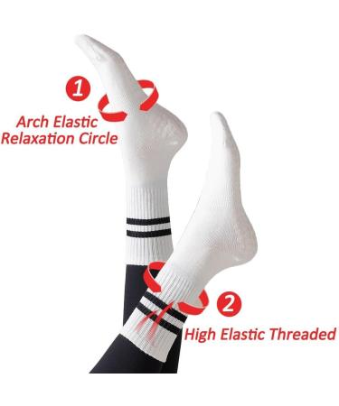 6 Pairs of Anti-Slip Socks for Women - Yoga Pilates & Sports - Cotton Slide Socks (EU 35-40 Black + White)  - Buy Online on GoSupps.com