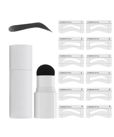 Eyebrow Brow Stamp Stencil Kit, Eyebrow Stamping Kit with 6 Pairs Reusable Eyebrow Stencils, Long Lasting Waterproof One Step Brow Stamp Kit(Black) NEW-Black