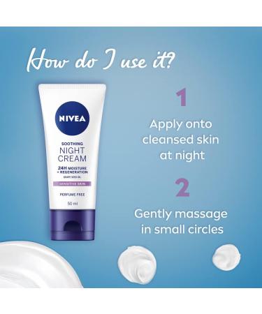 NIVEA Sensitive Night Cream (50ml) with Liquorice Extract and Grape Seed Oil for Regenerating Skin Care | Gentle Face Cream for Sensitive Skin - Buy Online on GoSupps.com