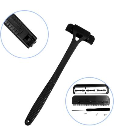 Zinueen Back Hair Remover - Foldable 45.5cm Razor Apparatus | Pain-Free DIY Shaving with 5 Double-Edged Refill Blades (Black) - Buy Online on GoSupps.com