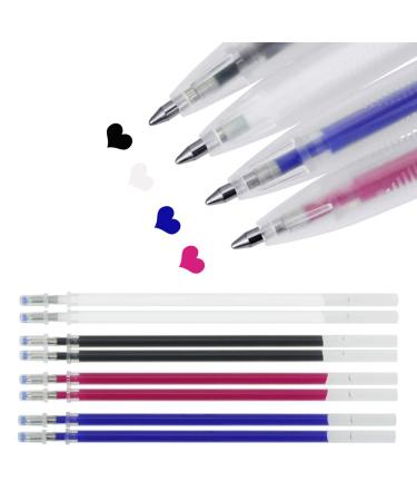 BUZIFU 4 Colors Heat Pens Heat Erasable Pens Fabric Marking Pens Auto-Vanishing Pen Sewing Pens with 8 Pieces Replaceable Pen Refills for Sewing  Quilting and Dressmaking 4 Pen Set