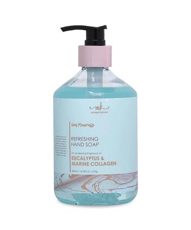 Manna Kadar Beauty Dead Sea Minerals Refreshing Hand Soap Eucalyptus & Marine Collagen - Clean Away Dirt Ultra-Moisturizing Lather Hands Feel Fresh