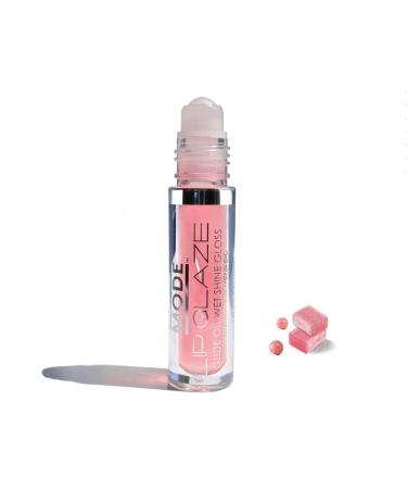 MODE Lip Glaze BUBBLE GUM Flavored Lip Gloss Roll On Sheer Wet Shine with Hydrating Natural Skincare Fruit Oils Moisturizing Sweet Almond Areni Noir Wild Rose - Cruelty Free Vegan Made in NY 4ml