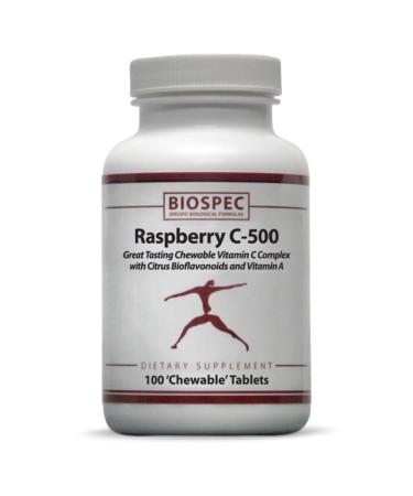 BIOSPEC NUTRITIONALS Raspberry C-500 Chewable Immune and Antioxidant Support - Vitamin C Vitamin A and Citrus Bioflavonoids
