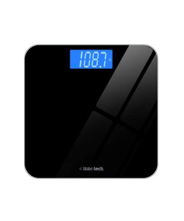 Innotech Digital Bathroom Scale with Easy-to-Read Backlit LCD (Black)