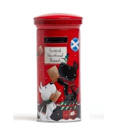 Christmas Biscuits Post Box With Dogs - Luxury Shortbread Biscuits in a Festive Tin - Ideal For Christmas