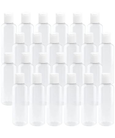 24 Pack Clear Empty Travel Bottles,4oz Plastic Squeeze Bottles with Disc Top Flip Cap,Clear Refillable Containers for Shampoo,Liquid Body Soap,Toner,Lotion,Cream
