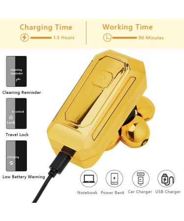 Head Shavers for Bald Men - 6 in 1 Rechargeable 4D Electric Shaver & Trimmer - Golden Razor Clip with Box - Buy Online on GoSupps.com