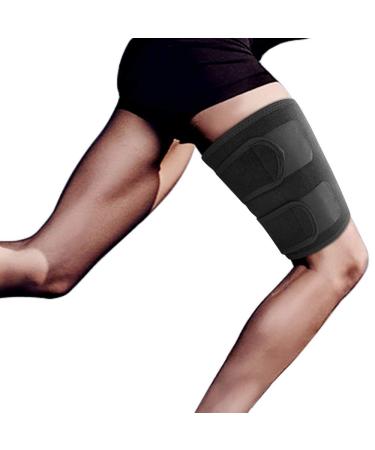 Befous Thigh Compression Sleeve for Men and Women, Adjustable Thigh Support Brace Wrap, Thigh Pain Relief, One Size Fit Most, Black