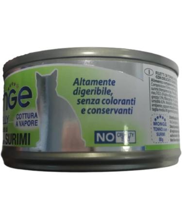 Monge Jelly natural de qualit sup rieure Filets de thon avec surimi pour chats cuisson la vapeur. Lot de 24 bo tes (80 gr. l'une) sans colorants et conservateurs - Buy Online on GoSupps.com