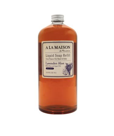 A LA MAISON Lavender Aloe Natural Hand Wash Made with Essential Oils - Biodegradable Plant-Based Vegan Cruelty-Free 33.8 Fl Oz Refill