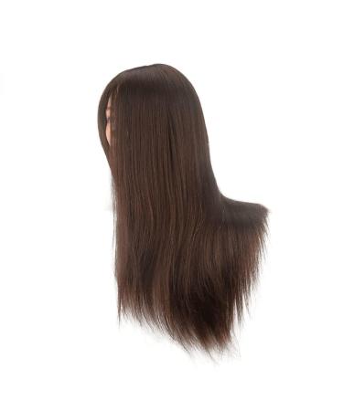18 Inch 100% Human Hair Styling Head - Brown & Black Hairdressing Model for Long Hairstyles - Buy Online on GoSupps.com