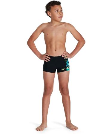 Speedo Hyperboom Panel Swim Shorts for Boys - 13 Years - Black/Pool/Bright Zest | International Shipping Available - Buy Online on GoSupps.com
