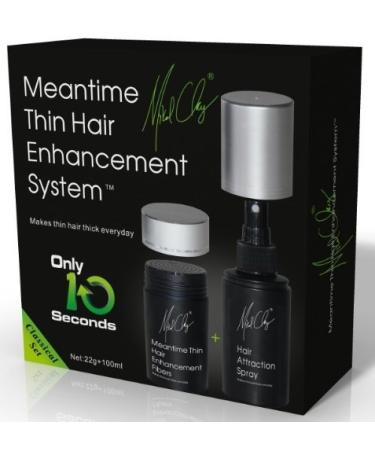 Meantime Thin Hair Enhancement System (Black): Best Blending Hair Fibers for Instant Thicker Fuller Looking hair