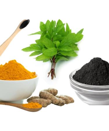 Activated Charcoal & Turmeric Teeth Whitening Powder - Mint Flavor w/Free Bamboo Toothbrush | Decrease Inflammation, Brighter & Whiter Teeth (2.0 oz) - Buy Online on GoSupps.com