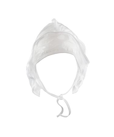 Waterproof Plastic Foldable Travel Rain Bonnet Hat with Ties One Size 2 Pack White