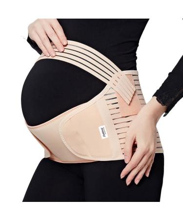 ZiaWorld Care Maternity Pregnancy Support Belt Waist Brace-Back Abdomen Strap Belly Band Post-Partum Women Belly Belt Breathable Comfortable Relieve Bump Support Band (Beige L) L Beige