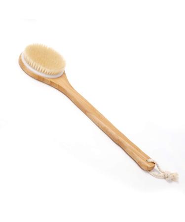 Zhurson dry body brush back brush shower brush with long wooden handle 100% natural bristle peeling stimulation of blood circulation improvement of the lymphatic system acceleration of the metabolism
