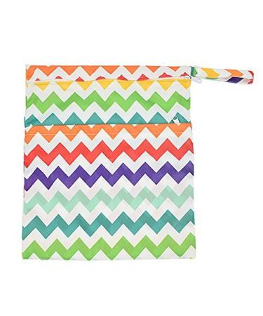 Baby Wet Bag Dry Bag 2-Pack - Chevron Rainbow & Grey - Waterproof Cloth Diaper Wet Bags with Zipper & Snap Handle - Buy Online on GoSupps.com