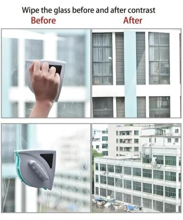 1pc Magnetic Window Cleaner Double Sided Cleaning Brush Tools For High-rise Home Glass Windows Brush Wiper Cleaning Tools - Buy Online on GoSupps.com
