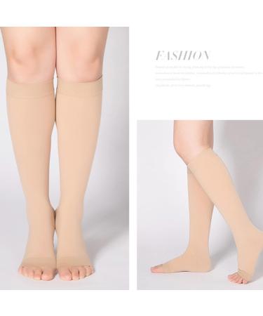 34-46 mmHg Calf Compression Sleeves for Men & Women | Firm Support for Varicose Veins Edema & Tired Legs | Footless Compression Socks in Flesh & Black - Buy Online on GoSupps.com