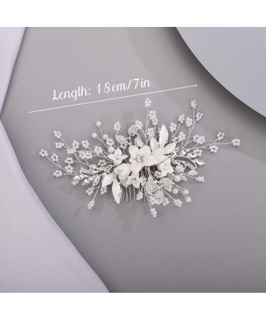 Chargances White Flower Pearl Hair Comb for Wedding Brides Bridesmaid Crystal Beaded Hair Comb Accessories Rhinestone Head Pieces for Women Girls Porm (Rose Gold) - Buy Online on GoSupps.com