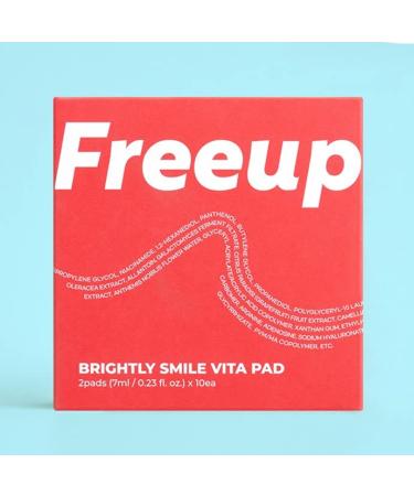 Freeup Brightly Smile Vita vegan Pad Portable Kit with Vitamin C brightening skin tone extra hydration helps to maintain firm skin and reduce look of fine lines (10ea/Pack)