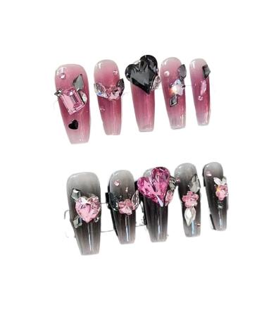 Temperament-enhancing manicure hand-wearing nail polish spice girl blush Blackberry mandarin duck with detachable hand-made nail long.(S)