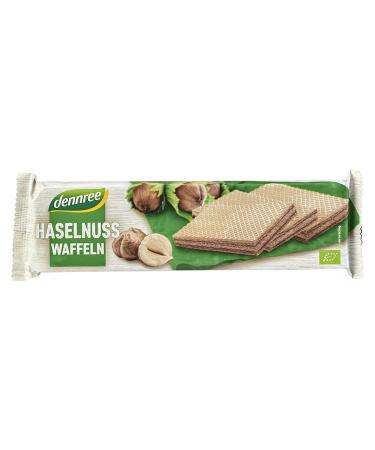 dennree dennree Organic Hazelnut Cream Waffles 125g - Crispy Waffles with Hazelnut Cream - Organic Sweet Snack for Coffee and in Between (1)