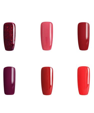 BLUESKY Gel Polish Red Set Light Red Dark Red Glitter (Requires Curing Under Uv/Led Lamp) 10 ml