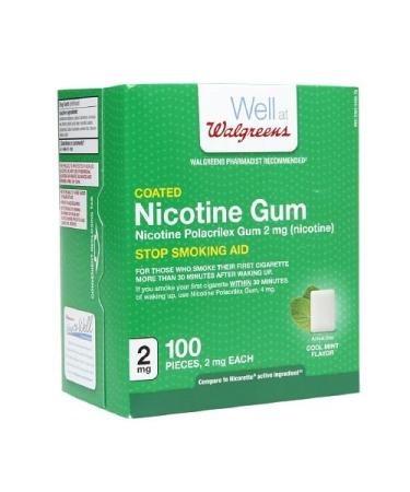 Walgreens Coated Nicotine Polacrilex Gum 2mg Cool Mint 100 ea