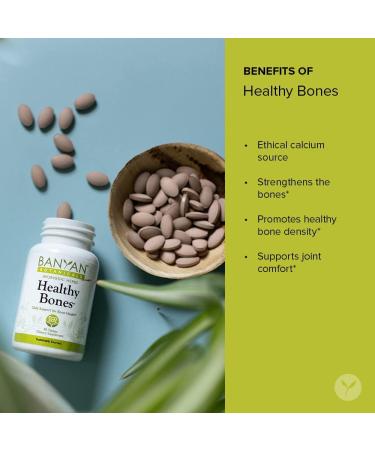 Banyan Botanicals Healthy Bones Supplement with Ethical Coral Calcium - 90 Tablets | Organic & All-Natural Calcium for Bone & Joint Health - Buy Online on GoSupps.com