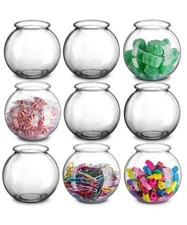 Plastic Ivy Bowls -12 Pack- 16 Oz Fish Bowl 4 Inch, Unbreakable BPA-Free Heavy Duty Plastic Fishbowl Vases for Candy, Drinks, Carnival Games, Prizes, Centerpieces and Party Decoration Supplies