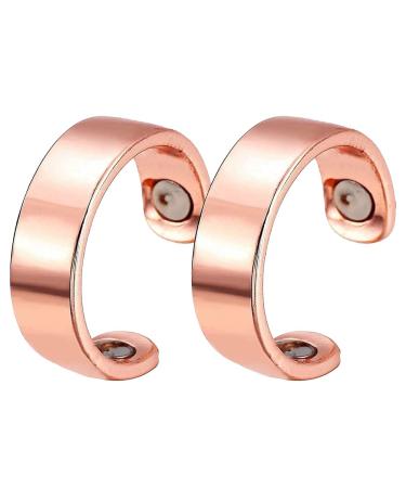 Eomsky 2-pack magnetic ring lymphatic drainage magnet ring adjustable opening ring blood sugar controller ring weight loss slimming magnet ring for men and women