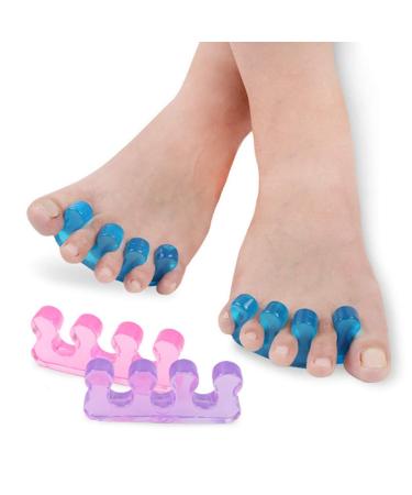 Bonvie.shop 1 Pair Silicone Toe Separators for Pedicure Toe Correction Hallux Valgus Splint Ball Protection Purple