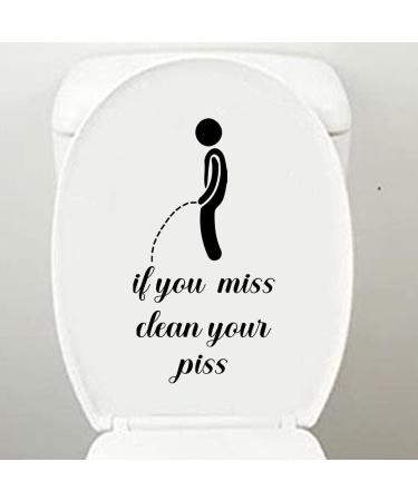 BJY Toilet Sticker Funny inIf You Miss Clean Your PissinSign Bathroom Toilet Decal Removable Self Adhesive Art Toilet Decal Creative DIY Toilet Lid Decals for Restroom Toilet Washroom (Black) - Buy Online on GoSupps.com
