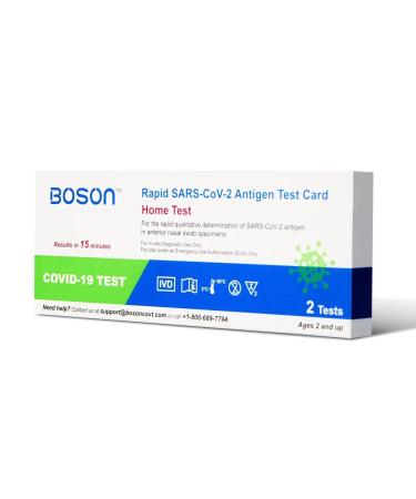 Rapid SARS-CoV-2 Antigen Test Card 1 Pack 2 Tests Total FDA EUA Authorized OTC at-Home Self Test Results in 15 Minutes Convenient and Comfortable to use
