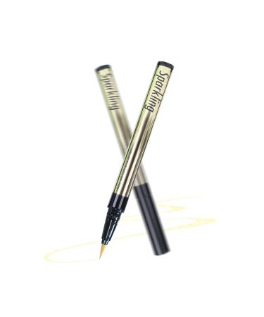 Music Flower Eyeliner Pen Waterproof liquid Eyeliner with Precision Tip Metallic Shimmer Color Eyeliners Smudge-Resistant Long wearing (Light gold)