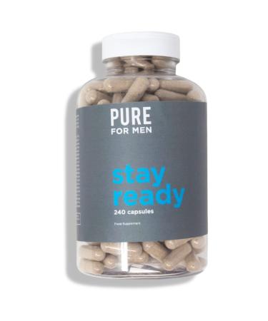Pure for Men Original Vegan Cleanliness Stay Ready Fibre Supplement 240 Capsules | Helps Promote Digestive Regularity Heart Health | Psyllium Husk Aloe Vera Chia Seeds | Proven Proprietary Formula 240 Count (Pack of 1)