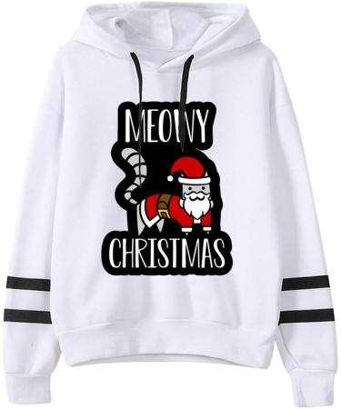 Bigfanshu Womens Dresses Fashion Christmas Sweater Print Hooded Round Collar Long Sleeves Tops - Buy Online on GoSupps.com