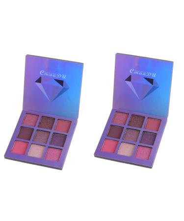 Beavorty 2pcs 9 metallic eyeshadow Glitter Eyeshadow metallic eye shadow palettes eyeshadow palette sequins 1 count (Pack of 1) Purplex2pcs