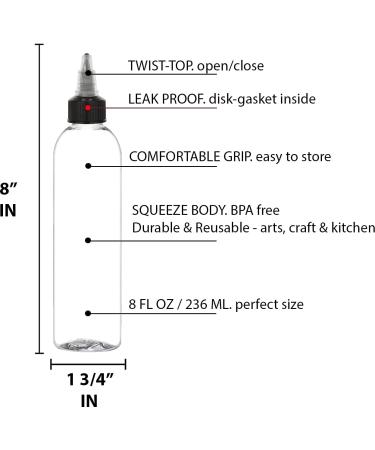 BRIGHTFROM Twist Top Black Applicator Bottles 8 oz - Pack of 2 | BPA-Free PET Plastic | Refillable Squeeze Bottles for Multi Purpose Use - Buy Online on GoSupps.com